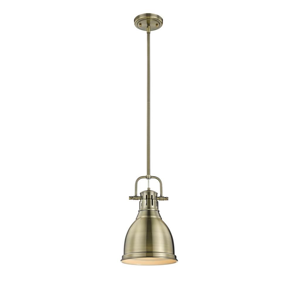 Golden Lighting 3604-S AB-AB Duncan AB Small Pendant with Rod